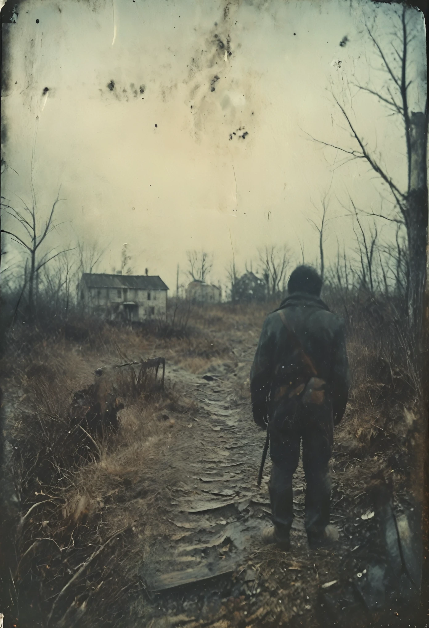 side-view, perspective, grainy, polaroid, 35mm vintage, super realistic old photo, old camera, heavy shading, eerie, horror, evil forces dominating local population, island, tundra, death