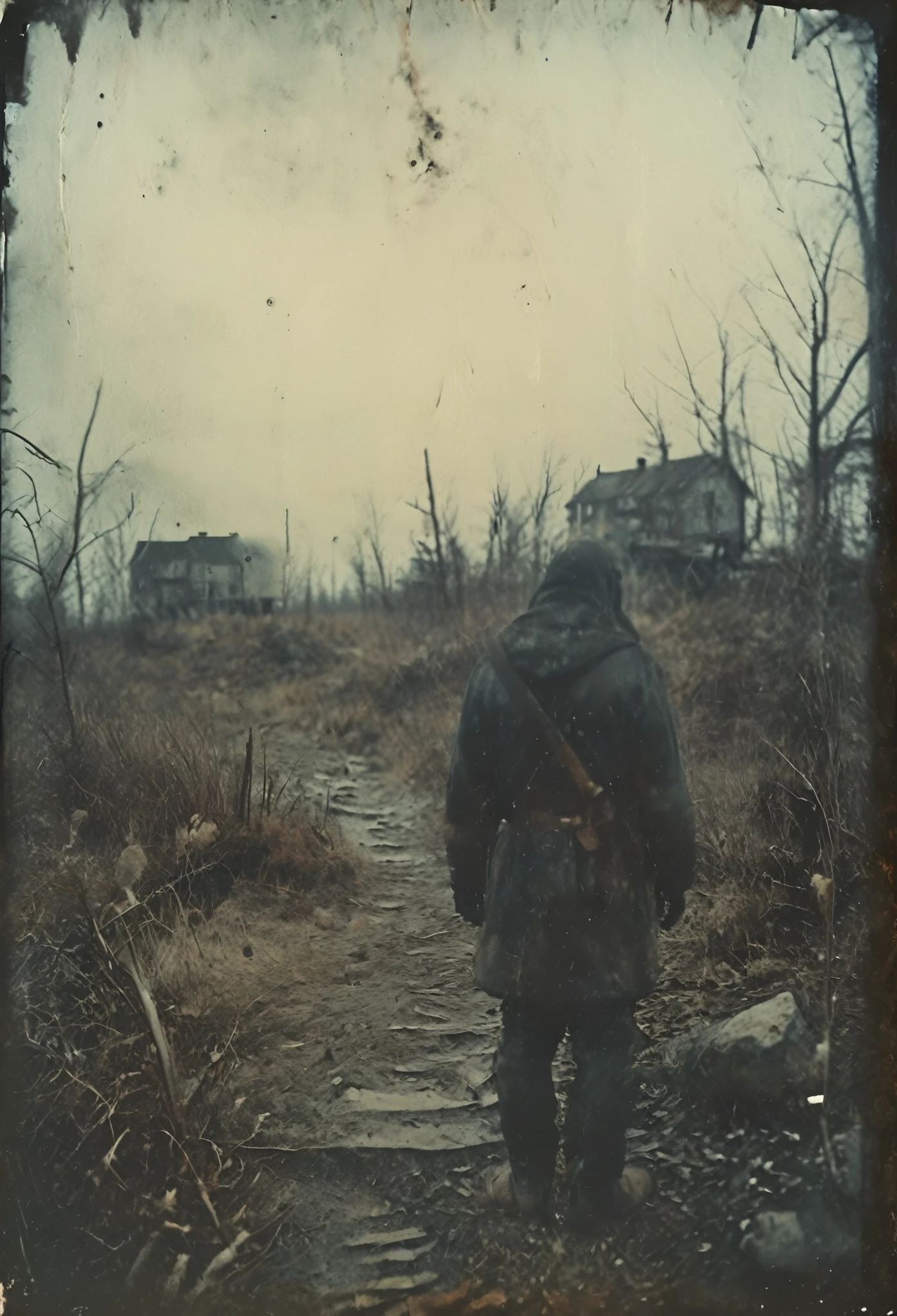 side-view, perspective, grainy, polaroid, 35mm vintage, super realistic old photo, old camera, heavy shading, eerie, horror, evil forces dominating local population, island, tundra, death