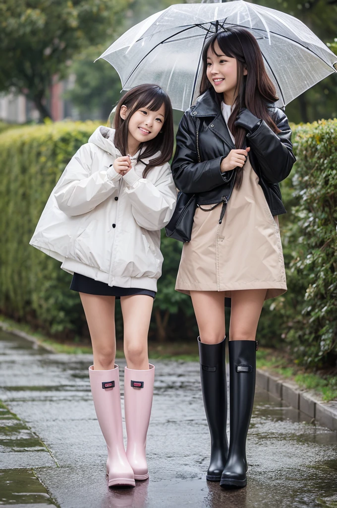 Bloomers　Long rain boots　Female duo