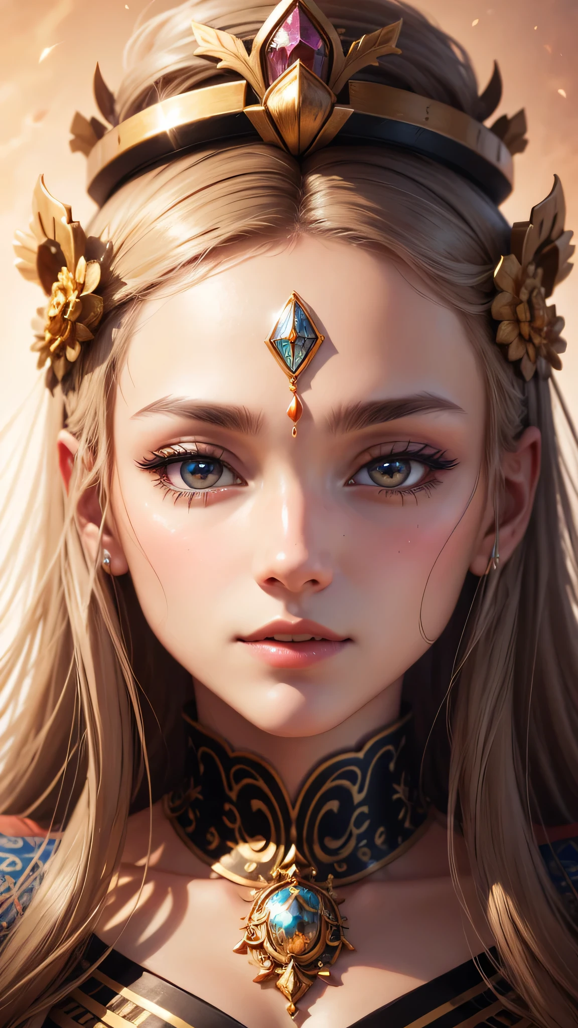 goddess　crown　gorgeous　True Face　Close-up of face