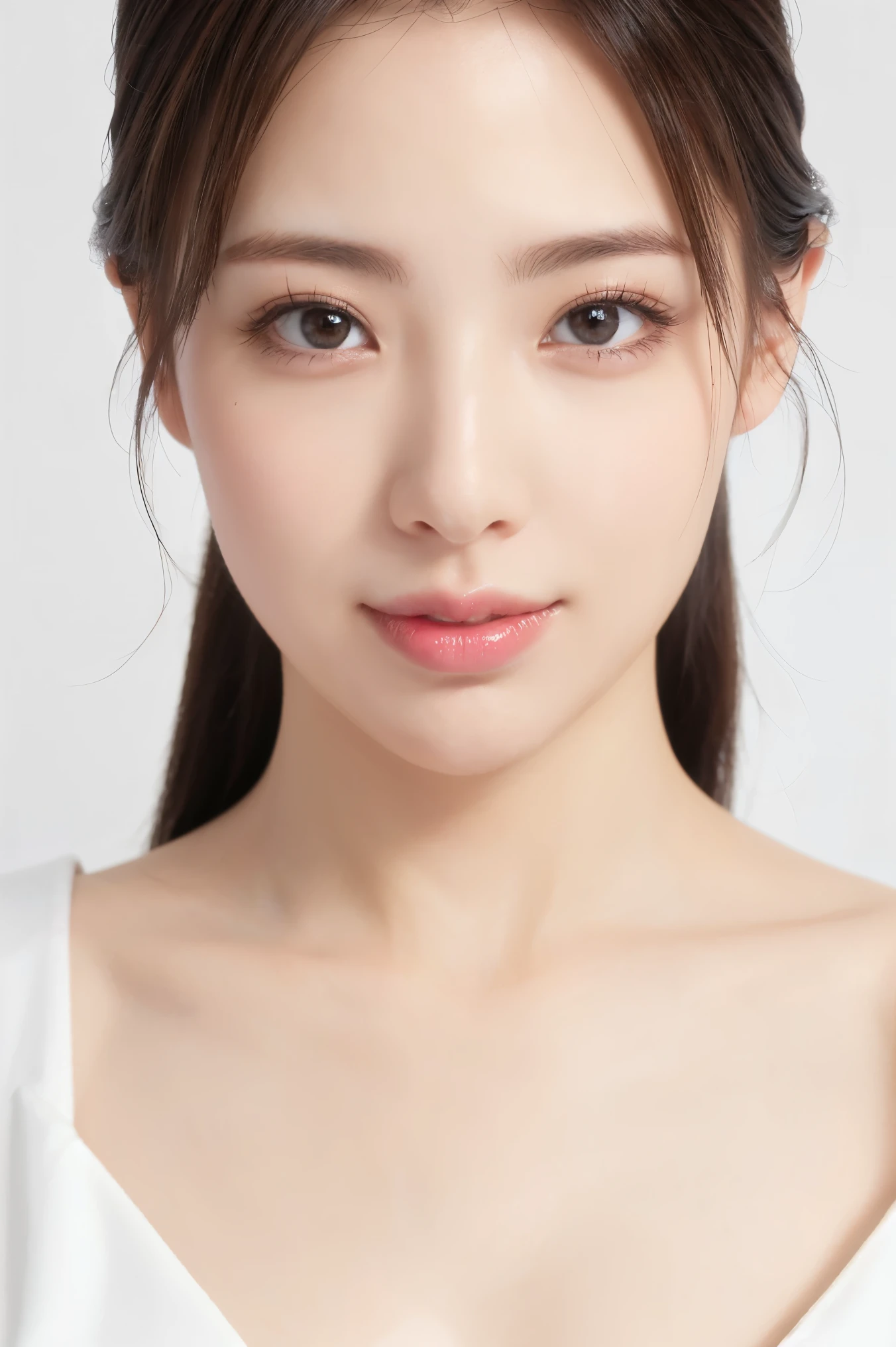 (Tabletop、highest quality、8k、Award-winning works、Ultra-high resolution)、One woman、(Face close-up:1.4)、Perfect beautiful lips、Perfect beautiful face、(Pure white background:1.3)