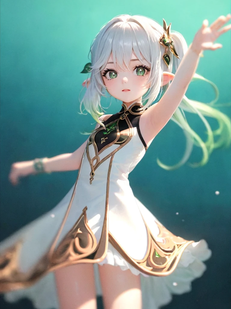 1 girl, small breasts, (Single person:1.2), (Masterpiece:1.2), (Best quality:1.2), Break [Blue:peach red:0.5] Theme, (gradient backgrounds :1.1), Cowboy shot, Upper body body, Cinematic light, (Perfect Hand 1.5), Slender beautiful legs, Flat chest, Playful，