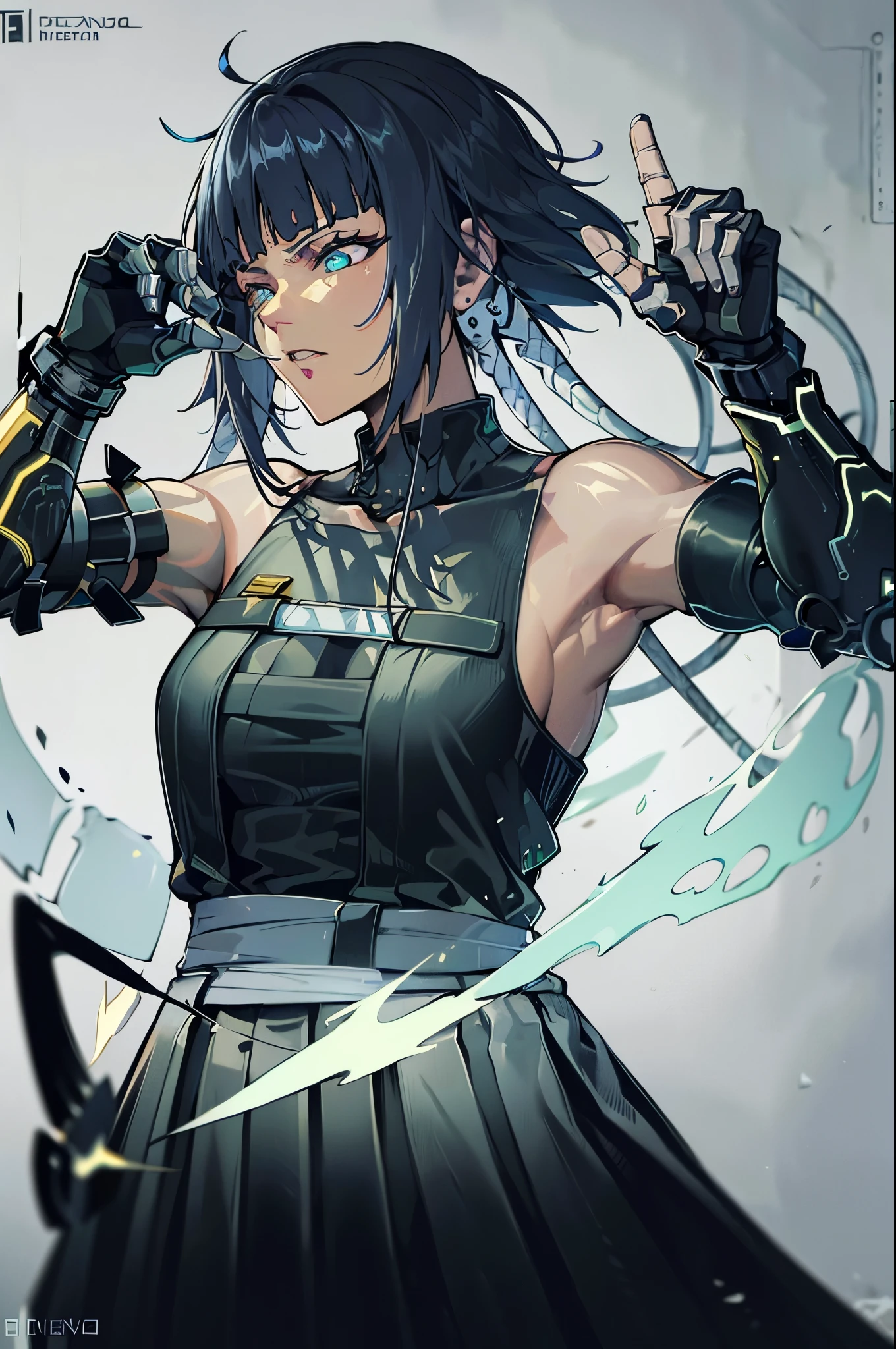 (melhor qualidade)), ((Obra de arte)), (detalhado), soi fong, trage cyberpunk, revolver,olhos roxos, 