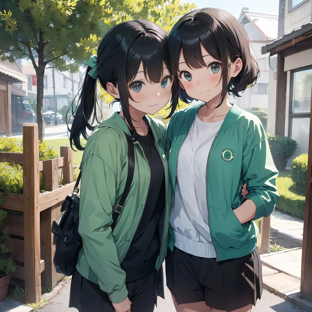 highest quality,masterpiece,超A high resolution,Perfect Anatomy,(Faithfulness:1.4),RAW Photos,smile,Children of short-haired boys,Woman with long hair and 2 year old boy with short hair,a woman and small boy, Mom and short-haired son,Gorgeous Mother And Smiley Boy,(Big tree々Parks with)(((Big treeの後ろに隠れている母)))、(hide and seek)Cowboy Shot,Cinema Lighting,Fashion model parents,Adorable,, (Browsing Caution:1.2)、(Black-haired baby looking for his mother)、(Long-haired mom and short-haired son)、(A mother in a jade green jacket and a son in a turquoise jacket)
