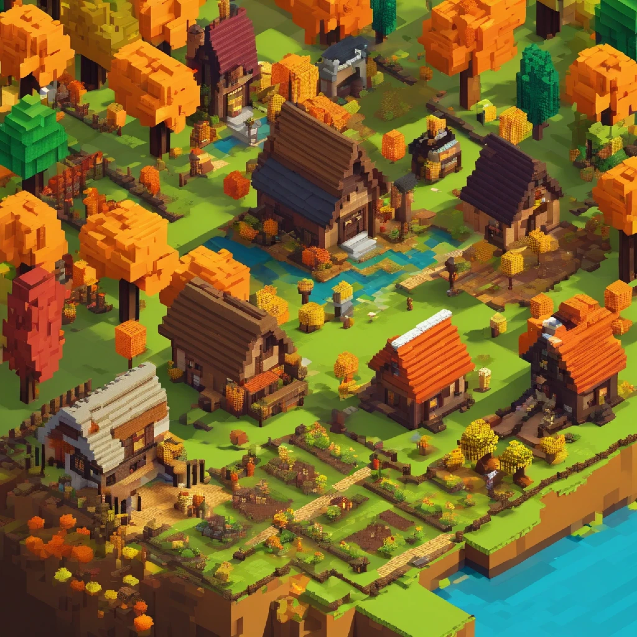 Fall, village, trees, beautiful