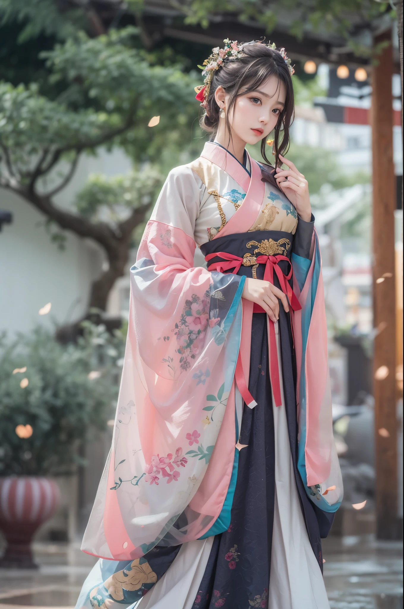 Best quality，masterpiece，Real photography，Official Art，Perfect girl，Professional photography，Photographic pose，Hanfu