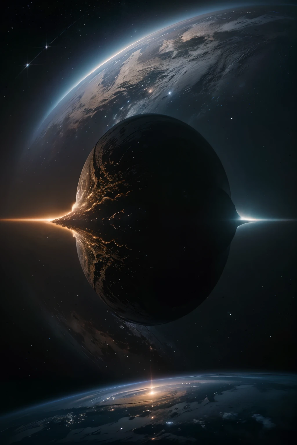 Immersive and breathtaking cinematic photo of a mesmerizing black deep space wallpaper, meticulously crafted with ultra-quality realism. This masterpiece captures the vastness of the universe in stunning 4K resolution, perfectly optimized for widescreen 21:9 display. The clarity and precision of each detail are unparalleled, creating a clean and captivating visual experience. Lose yourself in the infinite wonders of the cosmos with this extraordinary piece of art, meticulously designed to transport you to the furthest reaches of the universe.