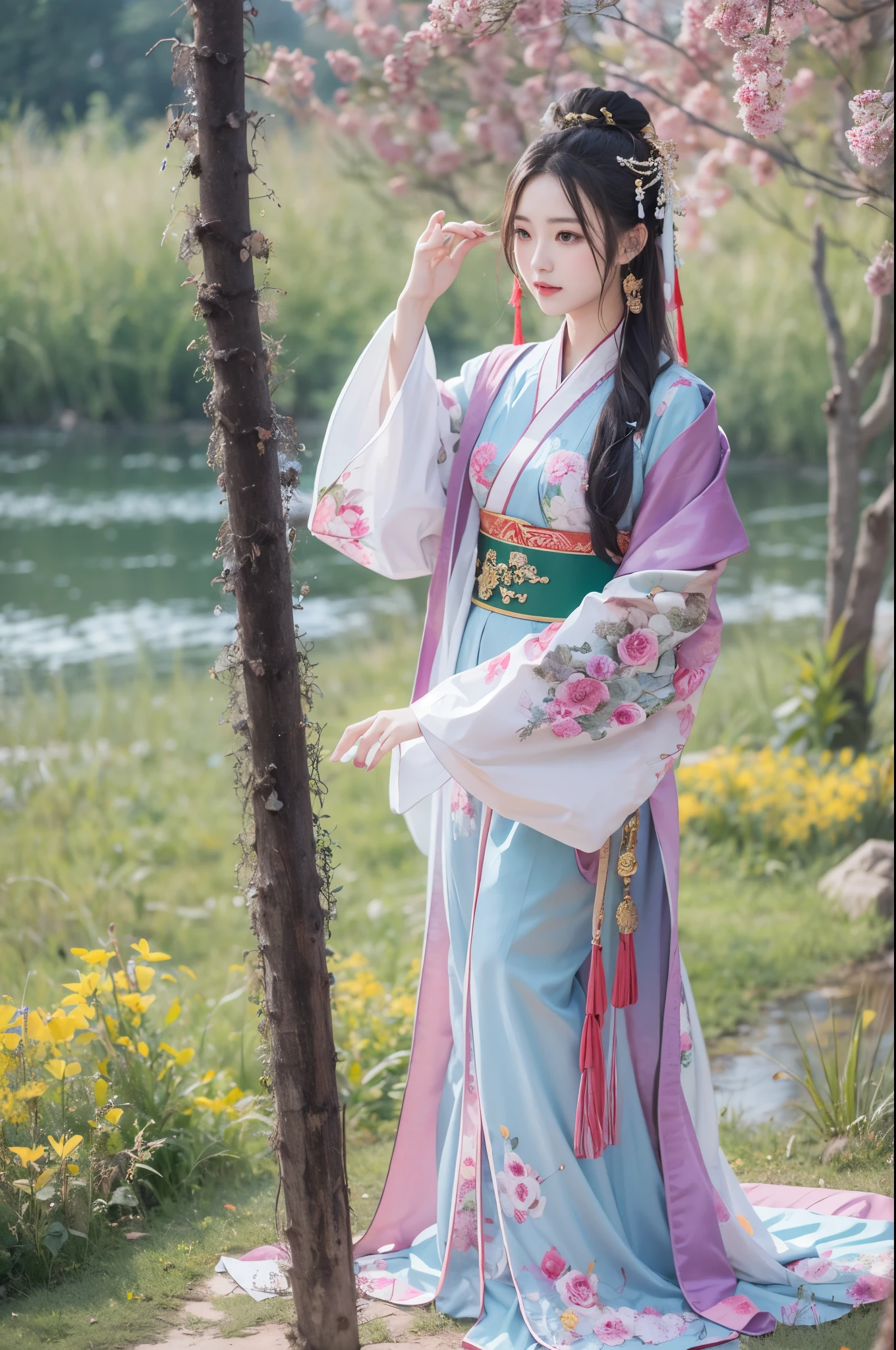 Best quality，masterpiece，Real photography，Official Art，Perfect girl，Professional photography，Photographic pose，Hanfu