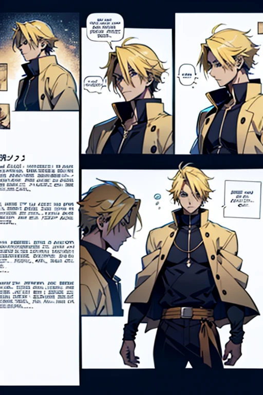 Anime guy with blonde hair using magic, manga page with panels and dialogue
