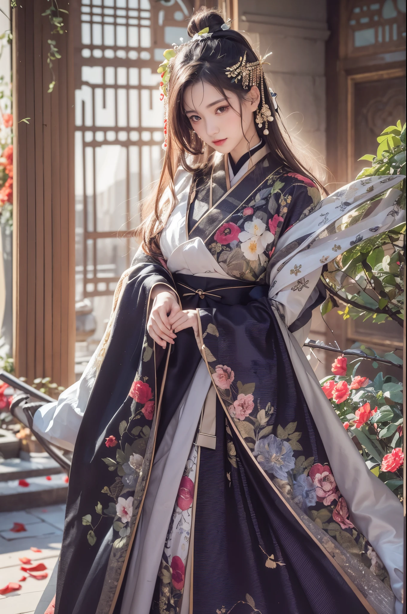 Best quality,masterpiece,Real photography,Official Art,Perfect girl,Professional photography,Photographic pose,Hanfu