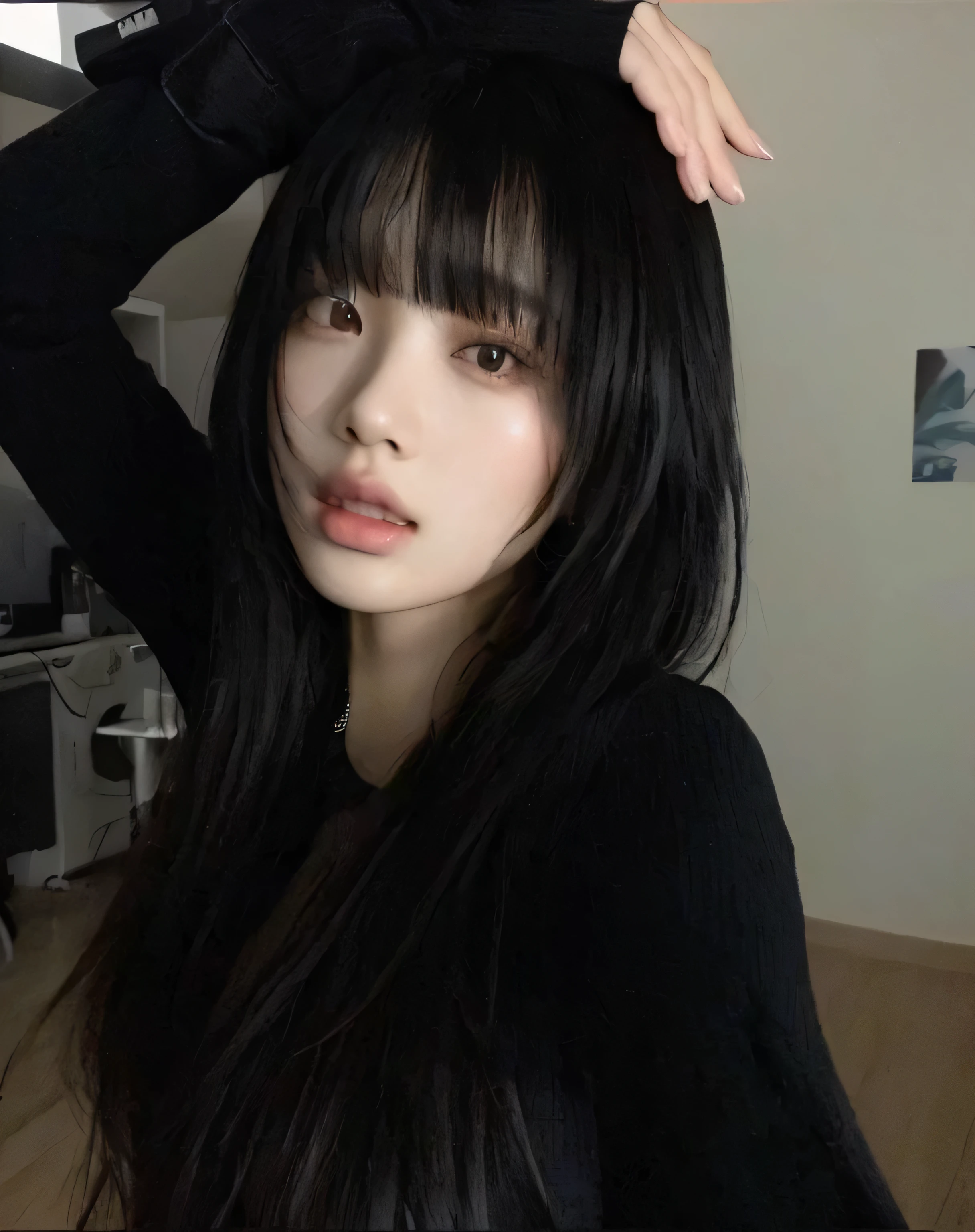 Jennie de blackpink con el pelo largo y negro y flequillo posando para una foto, she has black hair Con flequillo, muchacha coreana, ulzzang, cruel korean gothic girl, long black hair Con flequillo, Con flequillo, con flequillo completo, hermosa mujer surcoreana, flequillo largo y recto, neat hair Con flequillo, long hair Con flequillo, long hair con flequillo completo