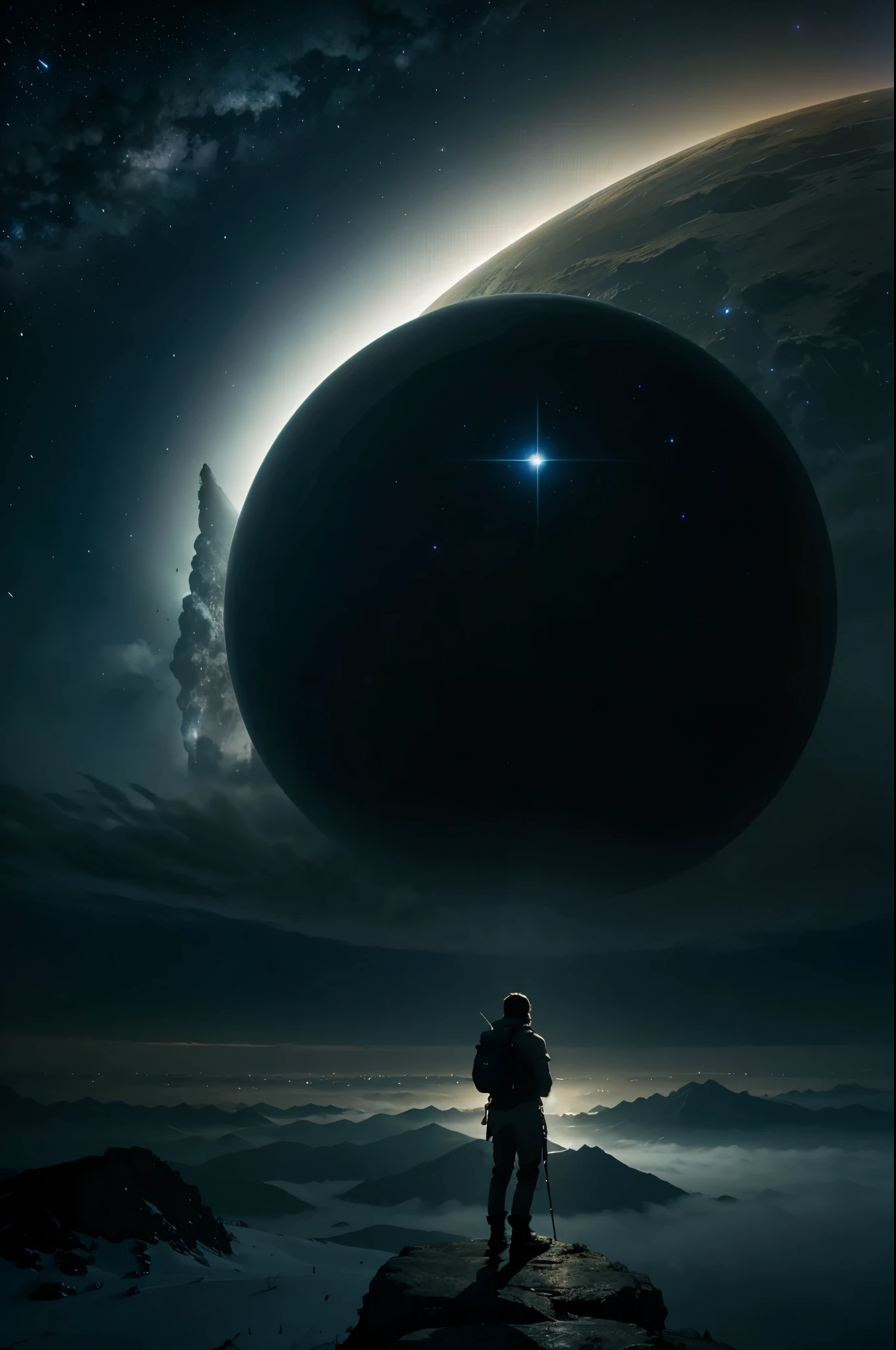 Adventurer on an epic Journey with the Cosmos on the Horizon