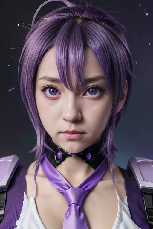 Close-up of man with purple hair and purple tie, Stylized anime, anime Mo artstyle, katana zero video game character, anime girl of the future, portrait anime space cadet girl, portrait knights of the zodiac girl, Close up of a young anime girl, anime stylized, with glowing purple eyes, anime style, 3d anime style