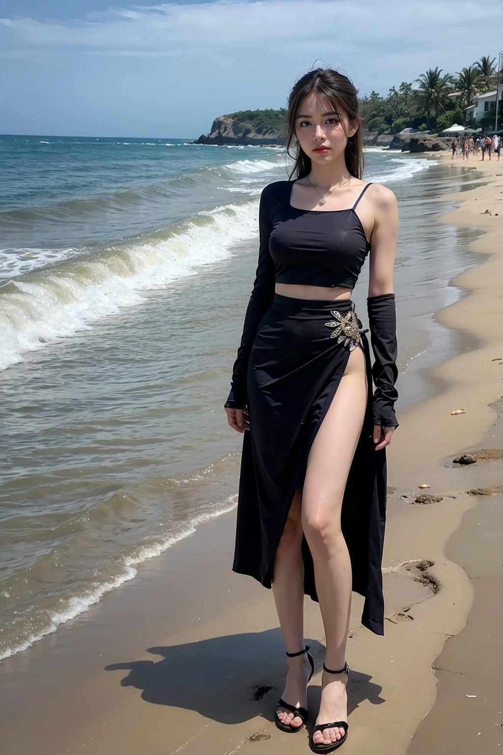 (Best quality, 8k, 32k, Masterpiece, UHD:1.2) "Generate a captivating artwork featuring a young Japanese girl model with short, sleek black hair styled in a chic bob haircut. Envision her bathed in dramatic cinematic lighting, creating an atmosphere of allure and mystery. Emphasize a romantic aesthetic vibe, showcasing the model in a poised and elegant pose that evokes a sense of intimacy and sophistication. Utilize warm and soft tones to enhance the romantic ambiance, and consider incorporating elements like flowing fabrics or flowers to add a touch of ethereal beauty. Capture the essence of romance and beauty through the model's expression, the play of light and shadows, and the overall aesthetic, creating a visually compelling and emotionally resonant piece." (perfect eyes), flawless skin, flawless face, cinematic, tight body, ((well-proportion female hands)), ((female hands with five digits)) ((Body is well proportioned)), ((chic bob haircut)),