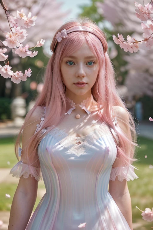 (CG unity 8K wallpaper extremely detailed) (better quality) (better lighting) (an extremely delicate and Beautiful) (floating) (Beautiful) (Spring atmosphere) (1 Girl) (long pink hair), (Headband for hair), (detailed and Beautiful blue eyes), ((Very short white dress., pink lace underside), (lace), ((light transparent silk))), (Cherry blossom petals), (butterflies), (INFLUENZA), (volumetric light) cinematic lighting, Chromatic aberration, Sony fe um, textured leather, high detail, a high resolution, 8K