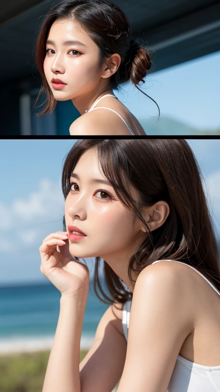 TWICE&#39;s Tzuyu, Korean Girls, Black Hair、ponytail、Very white skin、In town、one piece