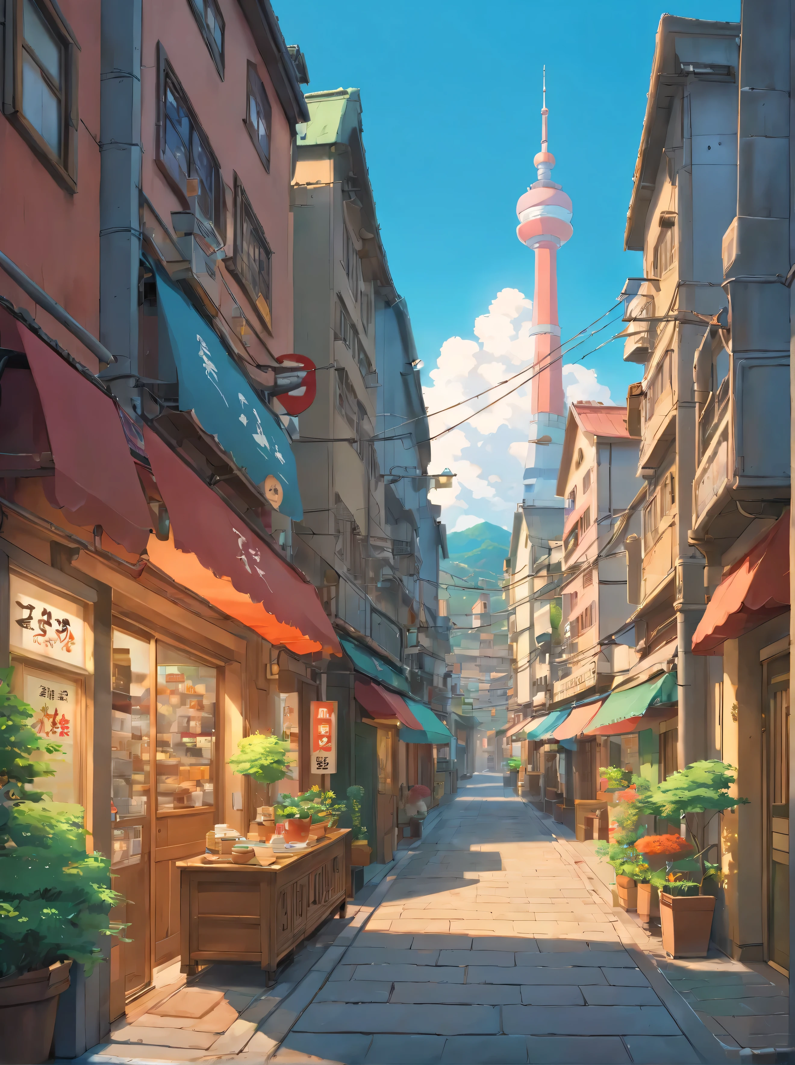 (scenery, outdoor, sky:1.2), masterpiece, best quality, beautiful face, 8k, absurdres, (metal signs:1.2), cables, pole, guardrails, from above, perspective, depth of field, HDR, (bleach bypass, ginnokoshi:0.8), cinematic lighting, professional lighting, very dark landscape shadows, high contrast, sharp focus, highres, photography, hyperrealistic, ultra detailed, sharp details, finely detail, storefront, clean streets, skyscrapers