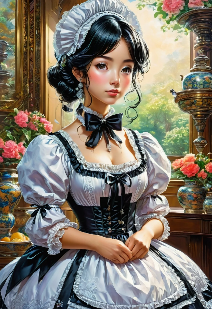 Maid Outfit, by Yoshiyuki Tomino, best quality, masterpiece, very aesthetic, perfect composition, intricate details, ultra-detailed