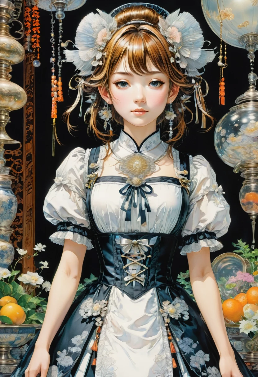 Maid Outfit, by Takeshi Obata, best quality, masterpiece, very aesthetic, perfect composition, intricate details, ultra-detailed