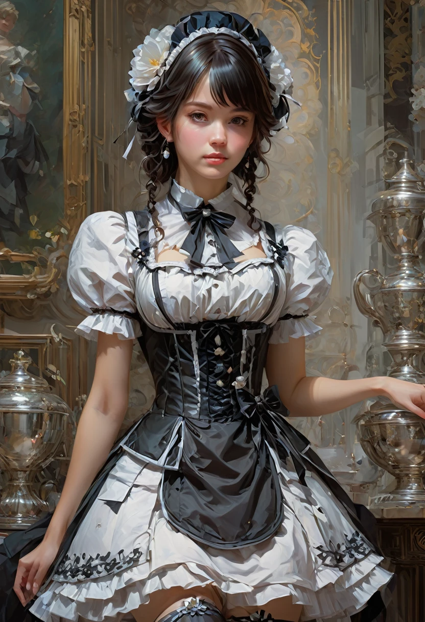 Maid Outfit, by Krenz Cushart, best quality, masterpiece, very aesthetic, perfect composition, intricate details, ultra-detailed