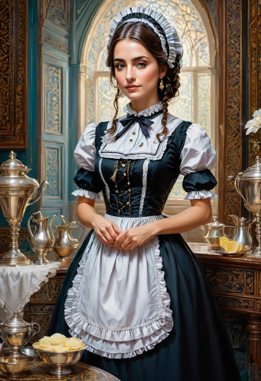 Maid Outfit, by Aminola Rezai, best quality, masterpiece, very aesthetic, perfect composition, intricate details, ultra-detailed