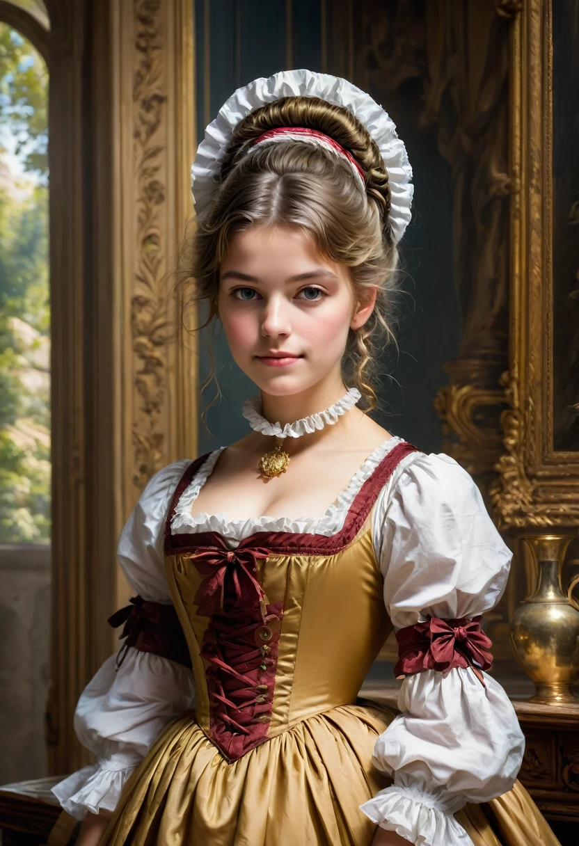 Maid Outfit, by Adélaïde Labille-Guiard, best quality, masterpiece, very aesthetic, perfect composition, intricate details, ultra-detailed
