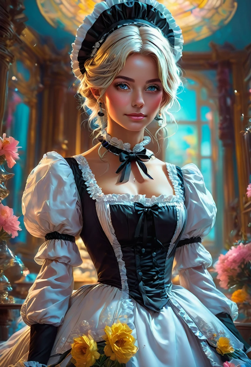 Maid Outfit, by Beeple, best quality, masterpiece, very aesthetic, perfect composition, intricate details, ultra-detailed