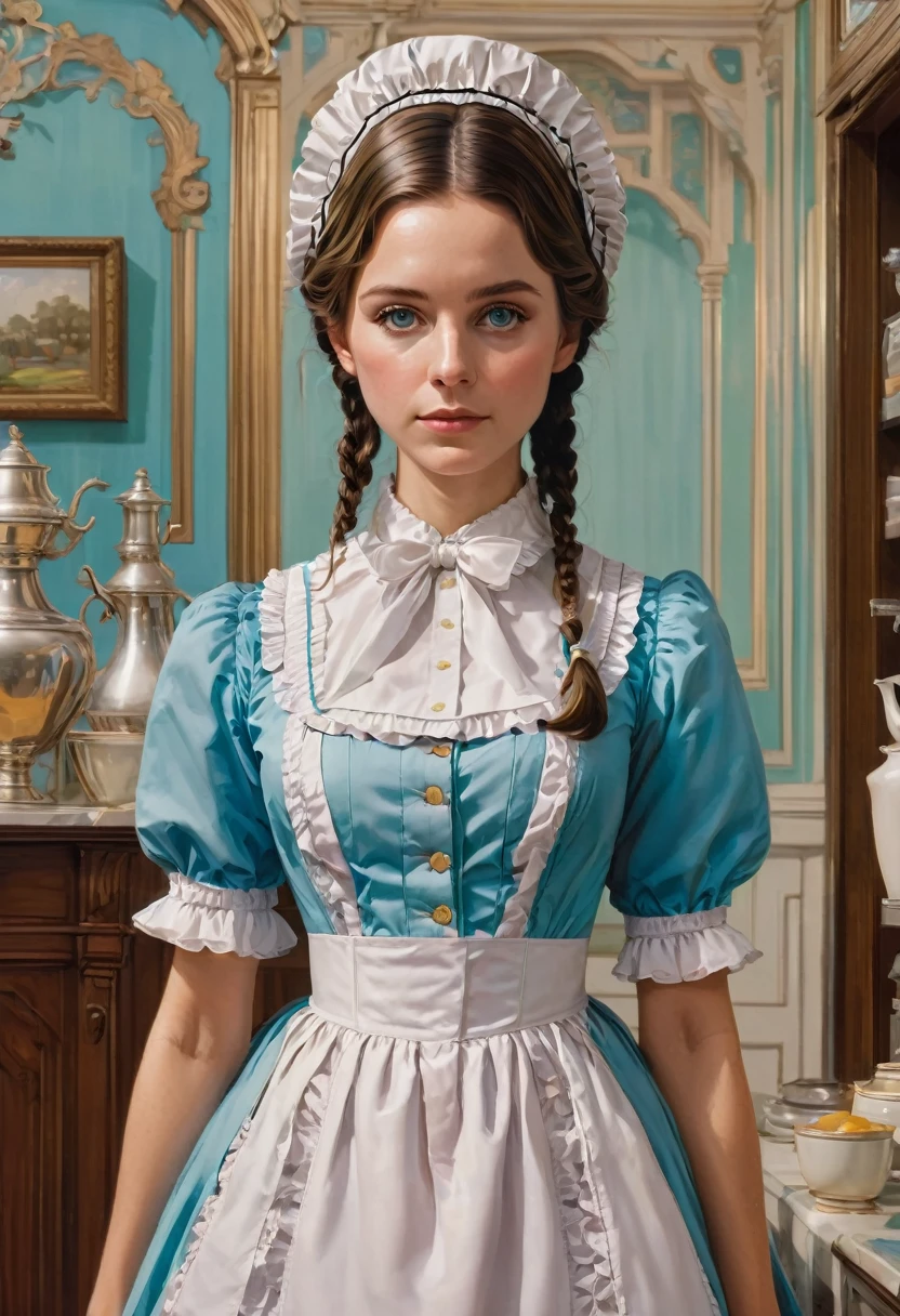 Maid Outfit, by Wes Anderson, best quality, masterpiece, very aesthetic, perfect composition, intricate details, ultra-detailed