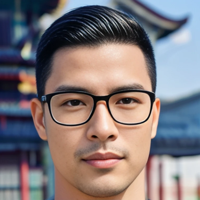 arafed man in black shirt standing in front of a pagoda, wearing a polo shirt, Asian man, light stubble with black shirt สวมชุดทางการสีดำ, Damian Tran, wearing black, Handsome Chad Chin, black shirt, Asian people, Christopher Chao, A well-maintained model, Inspired by David Diao, Profile picture, Southeast Asians with round faces