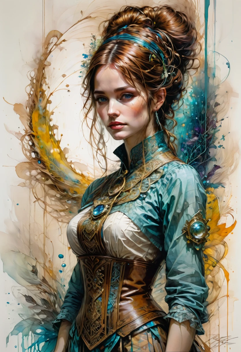 Maid Outfit, by Carne Griffiths, best quality, masterpiece, very aesthetic, perfect composition, intricate details, ultra-detailed