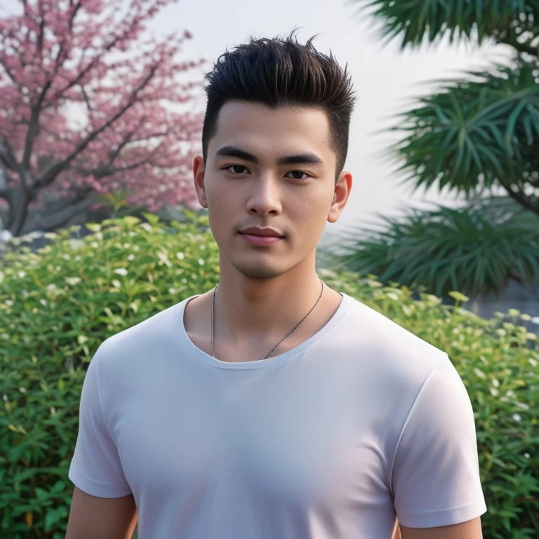 arafed man in black shirt standing in front of a pagoda, wearing a polo shirt, Asian man, light stubble with black shirt สวมชุดทางการสีดำ, Damian Tran, wearing black, Handsome Chad Chin, black shirt, Asian people, Christopher Chao, A well-maintained model, Inspired by David Diao, Profile picture, Southeast Asians with round faces