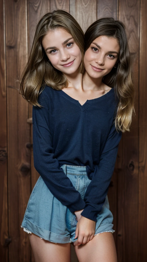 2heads, (one head :1.5), (one head 16 years oldonde and a brunette:1.5)