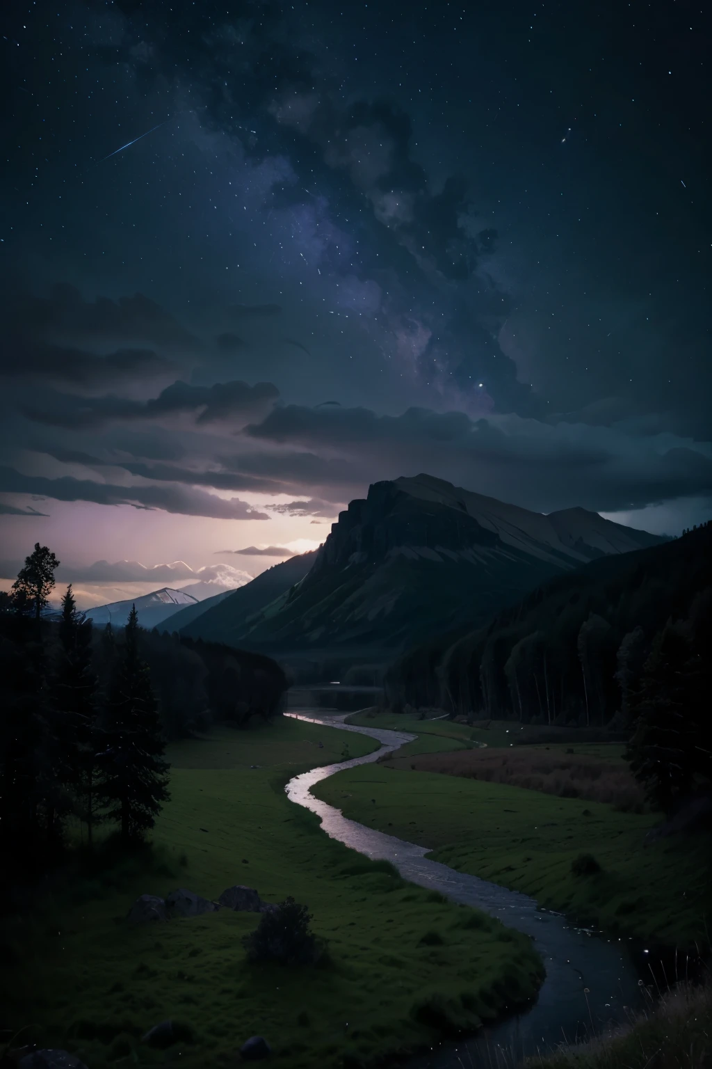 Mountains, star rain, rivers, rain, purple moon, forests, grasslands.storm lake 