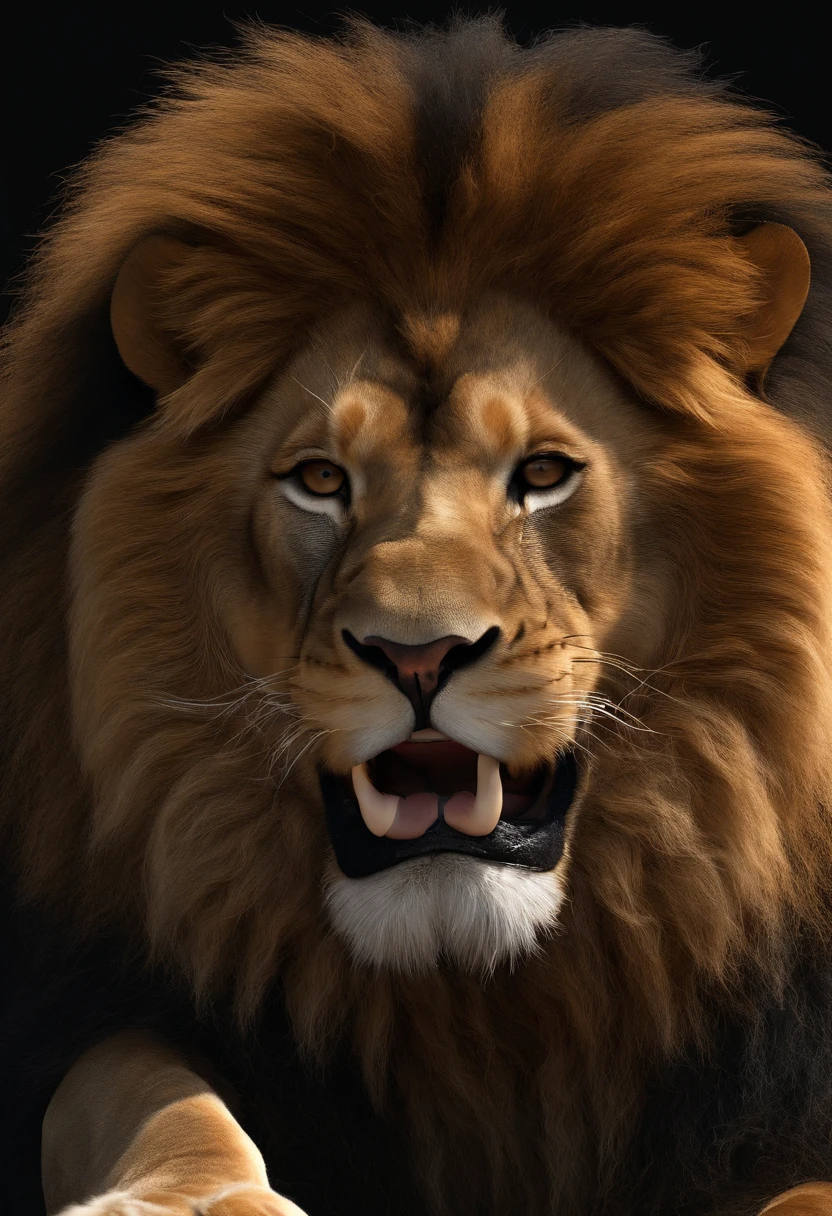 Photo de profil d'un lion qui est dans le noir, rendu en Houdini, image rendue, rendu au mixeur, rendu en keyshot, reggae, Made in Maya and Photoshop, rendu en maya, rendu en rendu octane 32k, rendu dans Arnold, illustration rendue, rendu en maya 4 d, Rendering in 4D cinema, rendu dans cinema4d