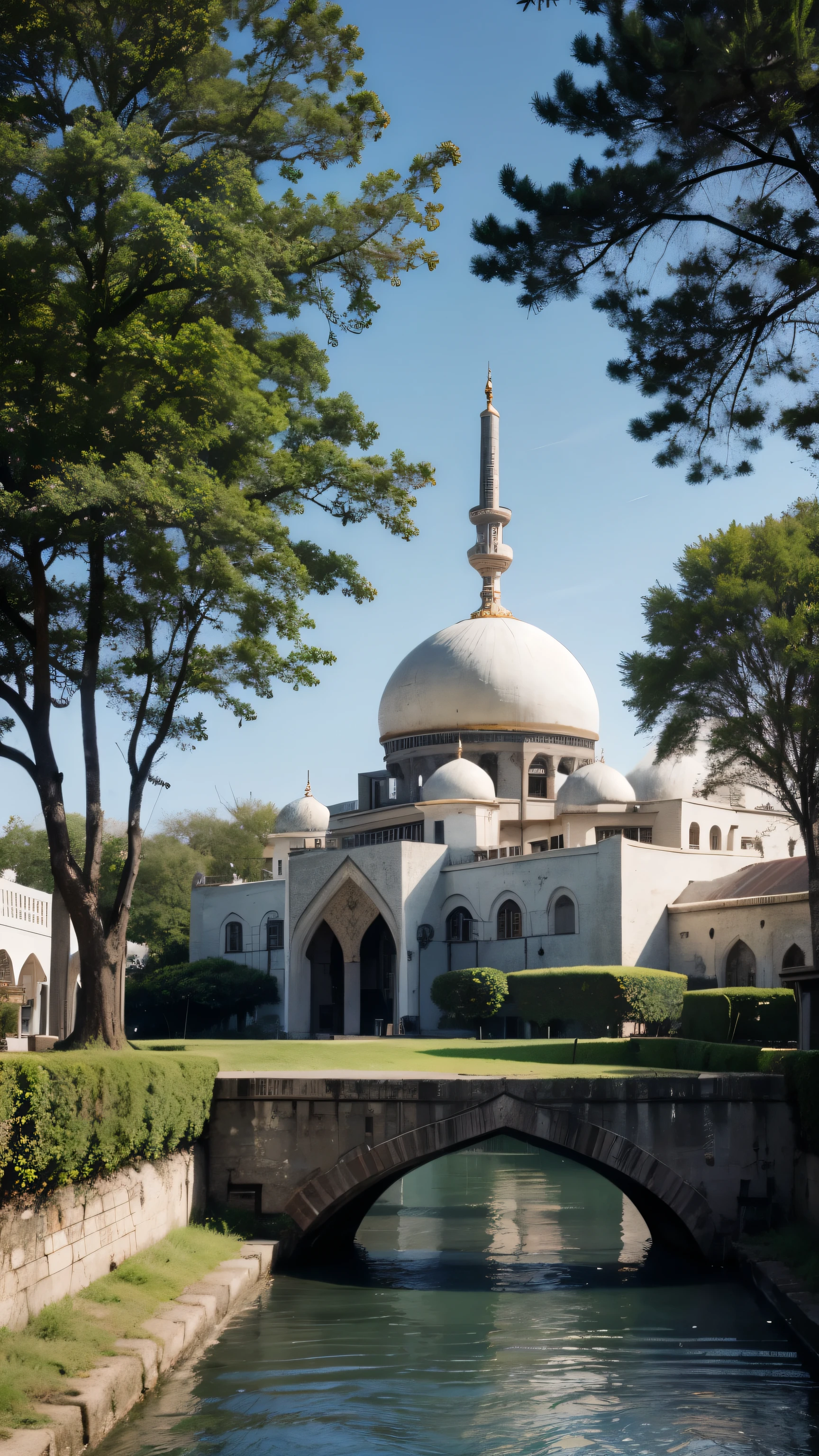 mosque, beautiful, exterior, trees,  sexy, river 