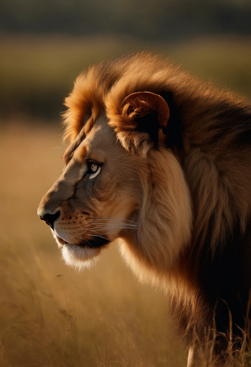 a majestic lion walking through the savanna, beautiful detailed eyes, beautiful detailed nose, beautiful detailed mouth, extremely detailed face, muscular body, flowing mane, powerful stride, sun-dappled grass, distant acacia trees, (best quality,4k,8k,highres,masterpiece:1.2),ultra-detailed,(realistic,photorealistic,photo-realistic:1.37),dramatic lighting, vibrant colors, cinematic composition, nature documentary style