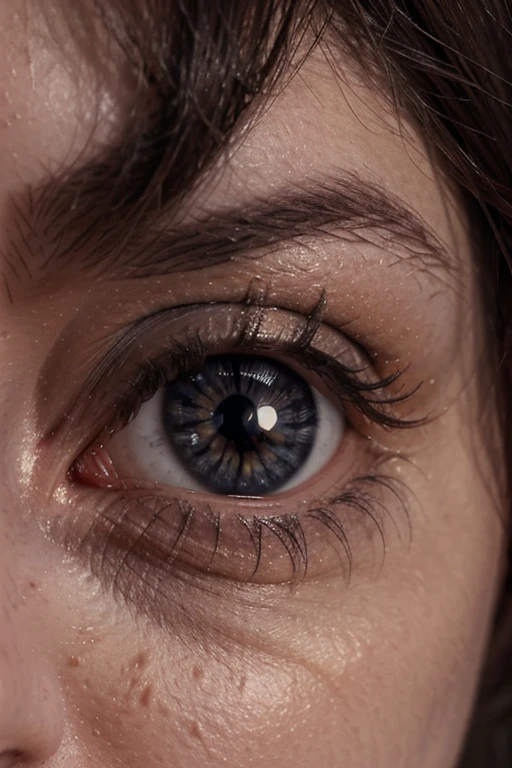 detailed iris and pupil, glare and reflection in the pupil, close-up, gray eyes, close-up image of the eye, show only the eyes, unpainted, young woman, smooth skin, sharp focus, colorful, clear, detailed, cinematic, fantastic realism