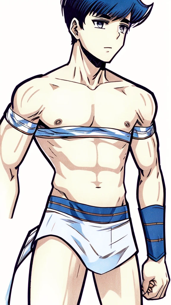 um negro muito magro e de cabelo curto, his body is thin and he is wearing only white underwear manga line art manga panels