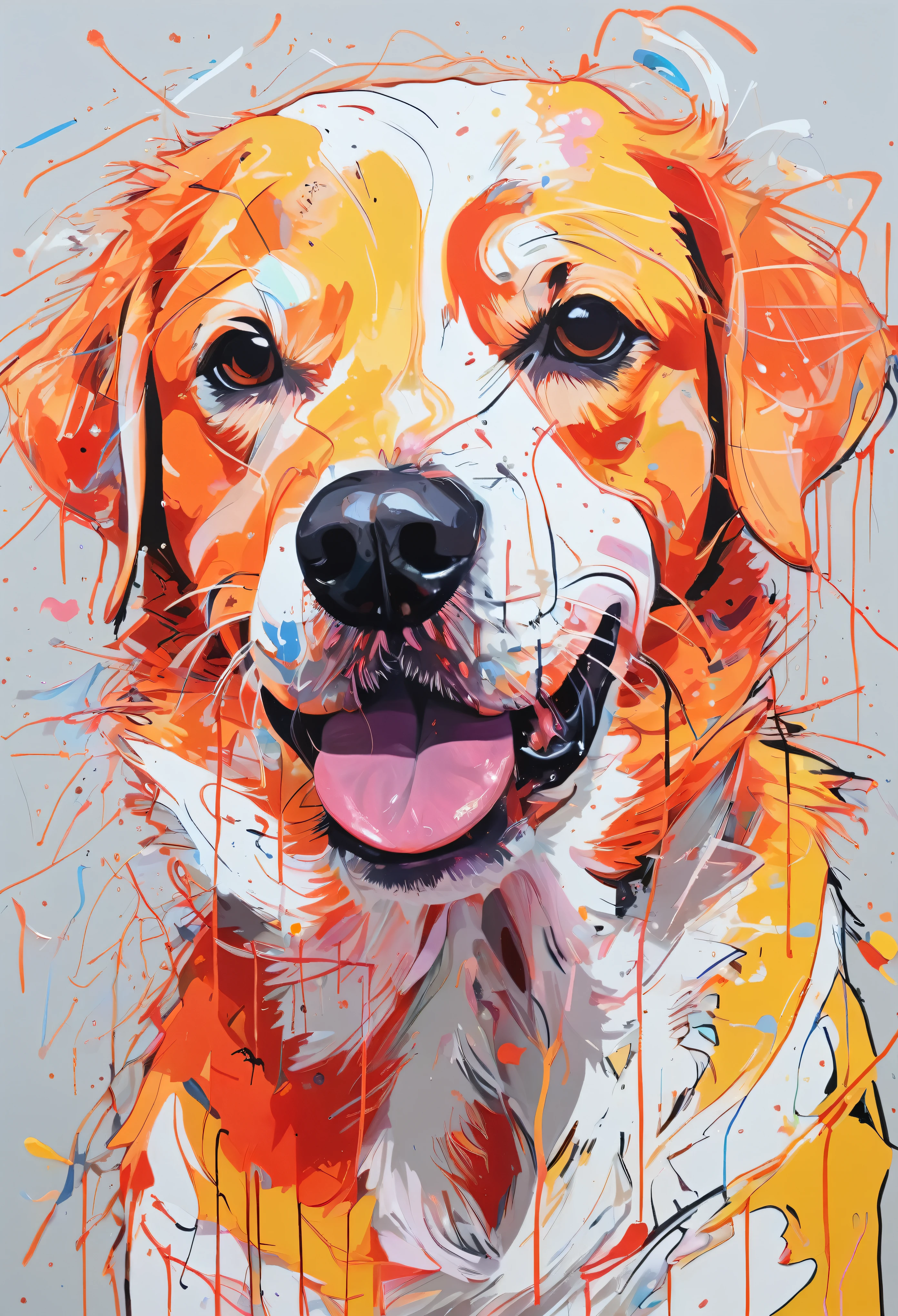 Graffiti, scribble, Comics by Petra Cortright, best quality, masterpiece, dog artwork, Representative work, official art, Professional, Ultra intricate detailed, 8k, dog art