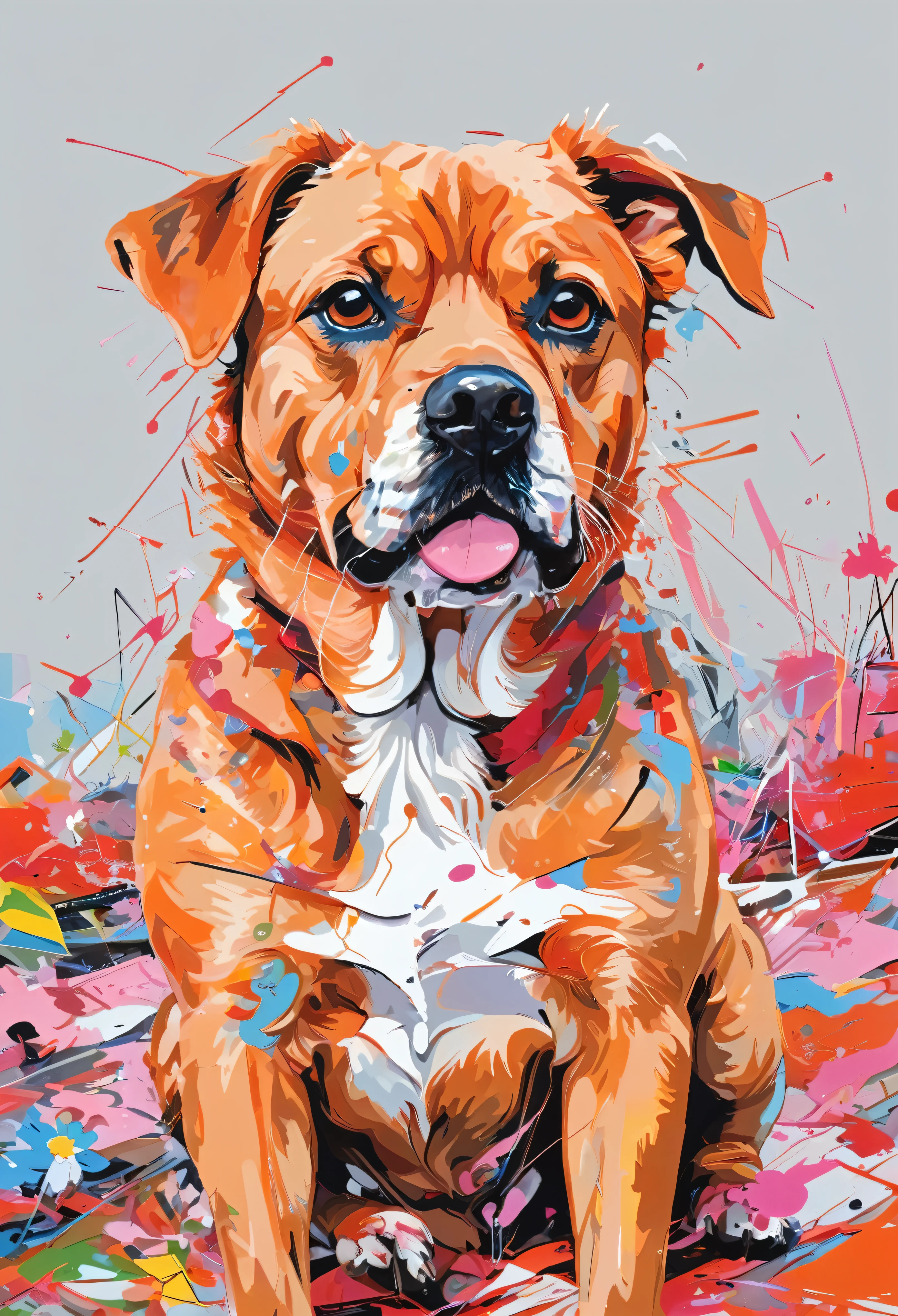 Graffiti, scribble, Comics by Petra Cortright, best quality, masterpiece, dog artwork, Representative work, official art, Professional, Ultra intricate detailed, 8k, dog art