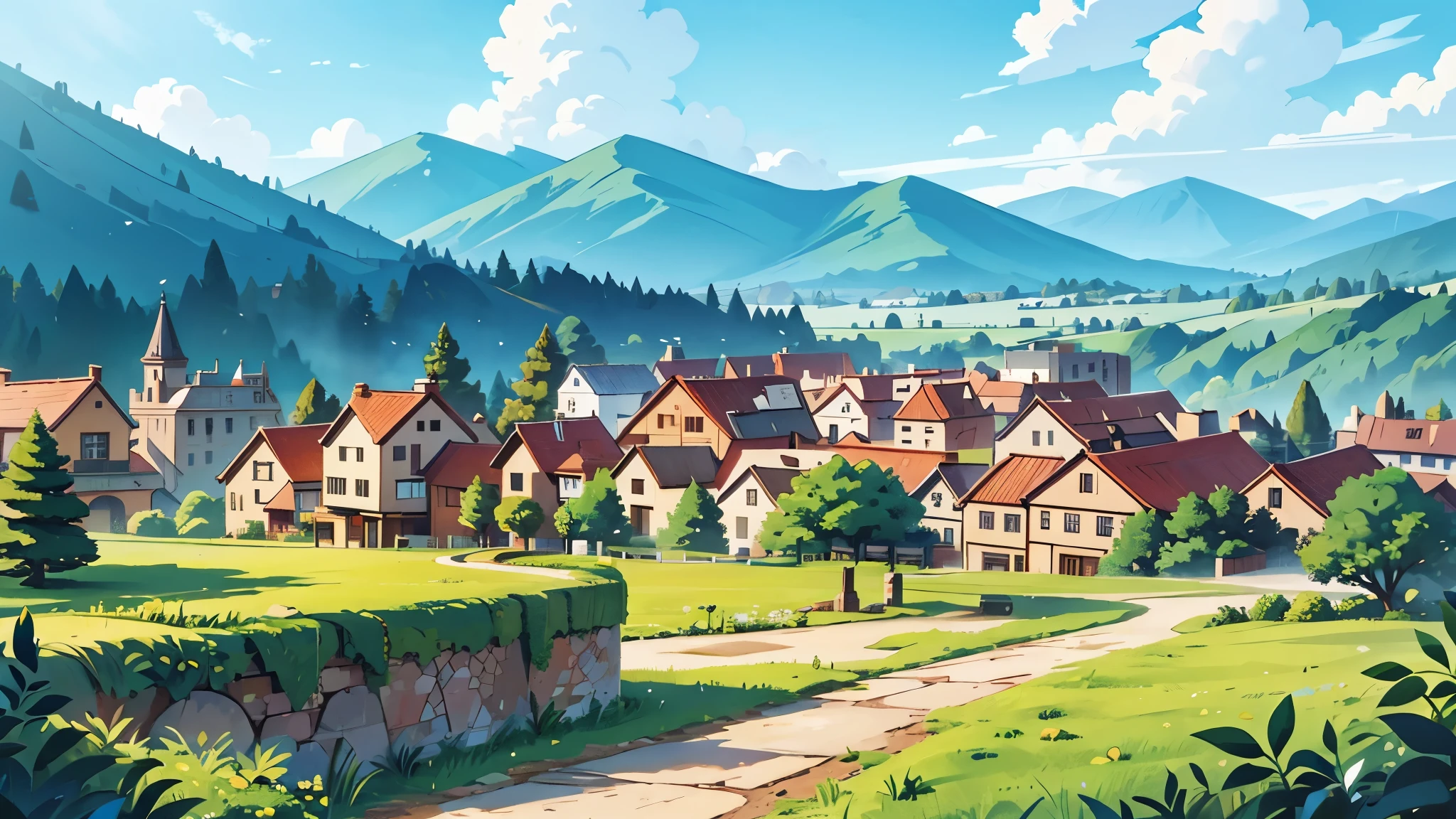 more city buildings made of wood and stone
