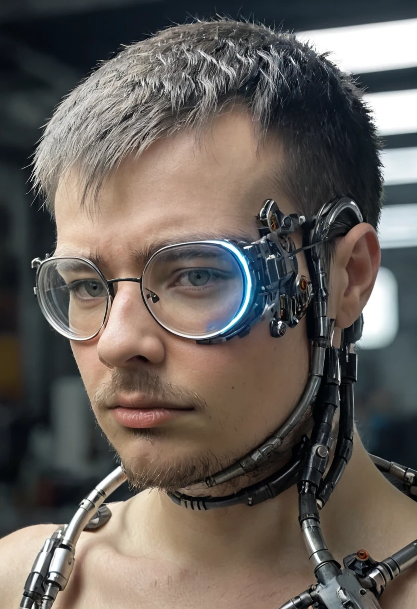 ErwanB cyborg, cyberpunk, rouiller, Epic, Fujichrome Provia 100F, F/8, RTX, laboratoire photo