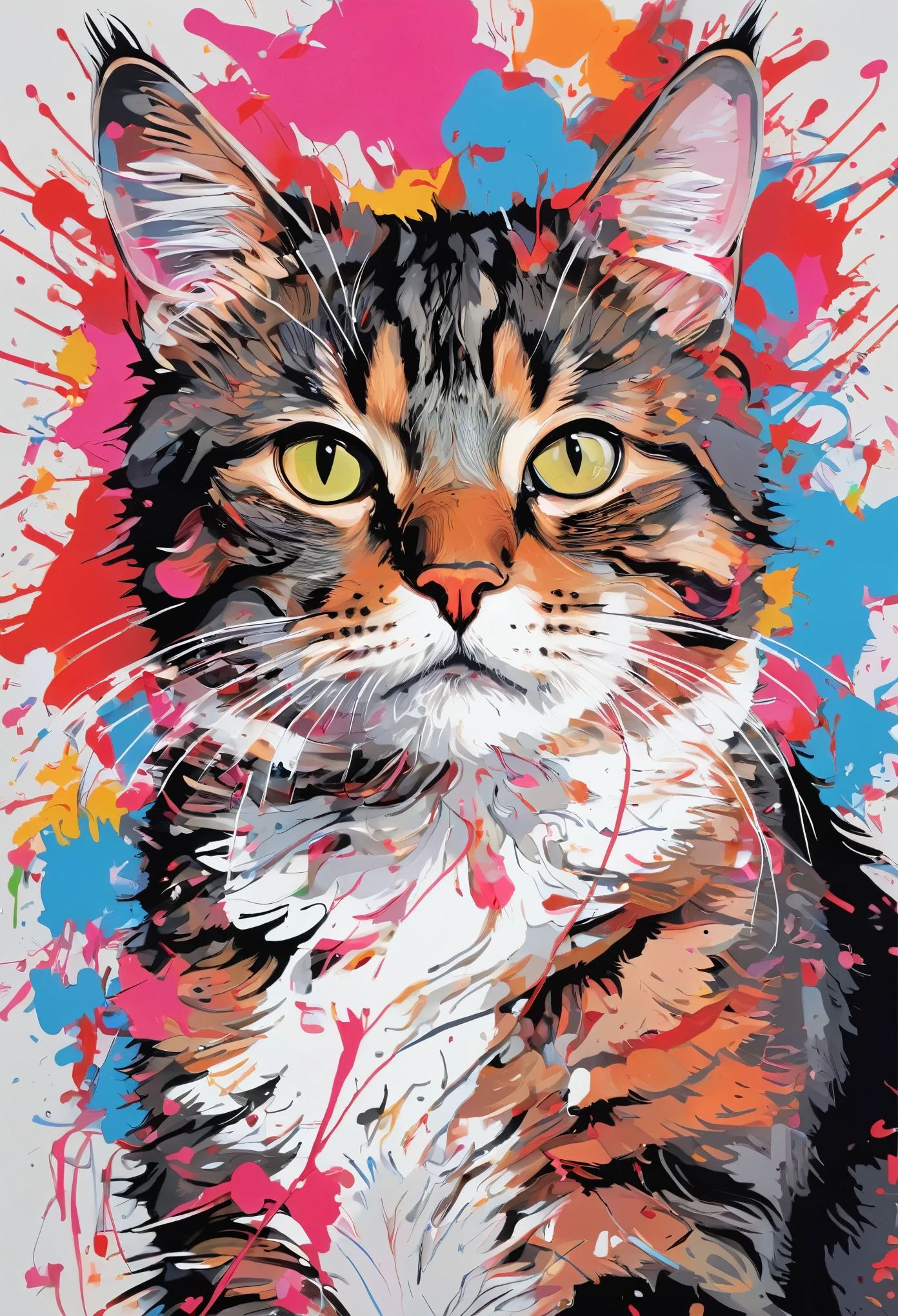 Graffiti, scribble, Comics by Petra Cortright, best quality, masterpiece, cat artwork, Representative work, official art, Professional, Ultra intricate detailed, 8k, cat art