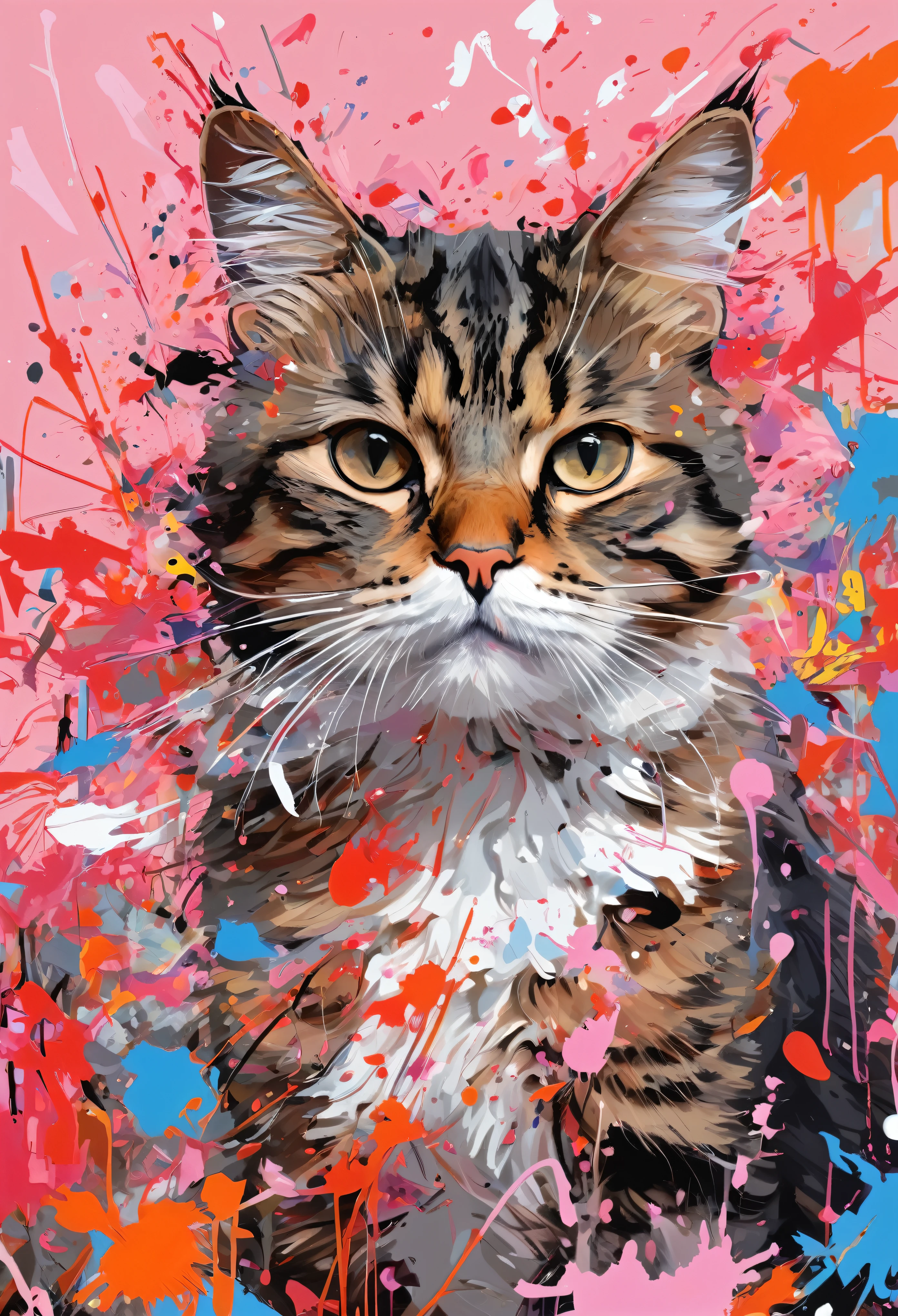 Graffiti, scribble, Comics by Petra Cortright, best quality, masterpiece, cat artwork, Representative work, official art, Professional, Ultra intricate detailed, 8k, cat art