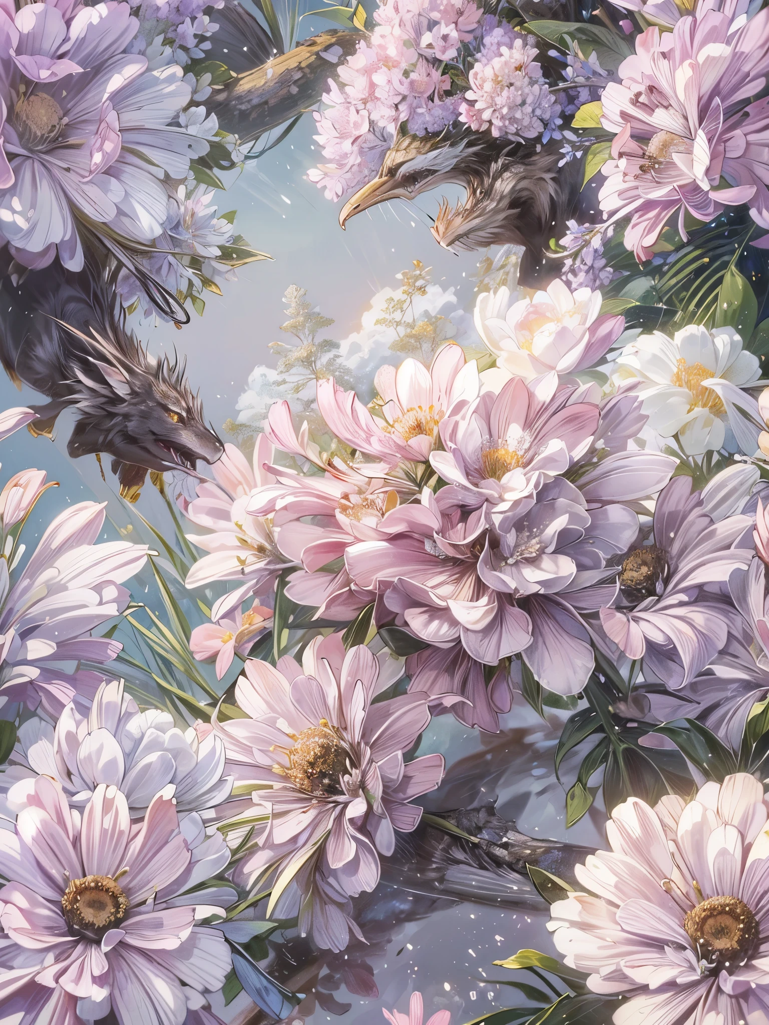 ((highest quality)),(Ultra-high resolution),(Very detailed),(Detailed Description),((The best CG)),(A masterpiece),Ultra-detailed art,Amazing drawing art,(Art with precise detail:1.5), flower, cloud, Wind,