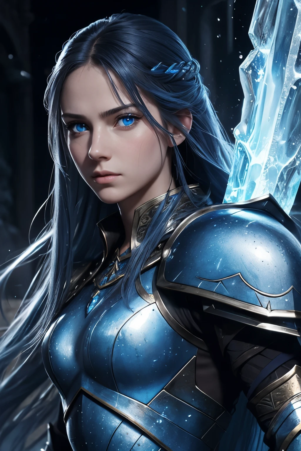 A woman in armor with a sword and a sword in her hand - SeaArt AI