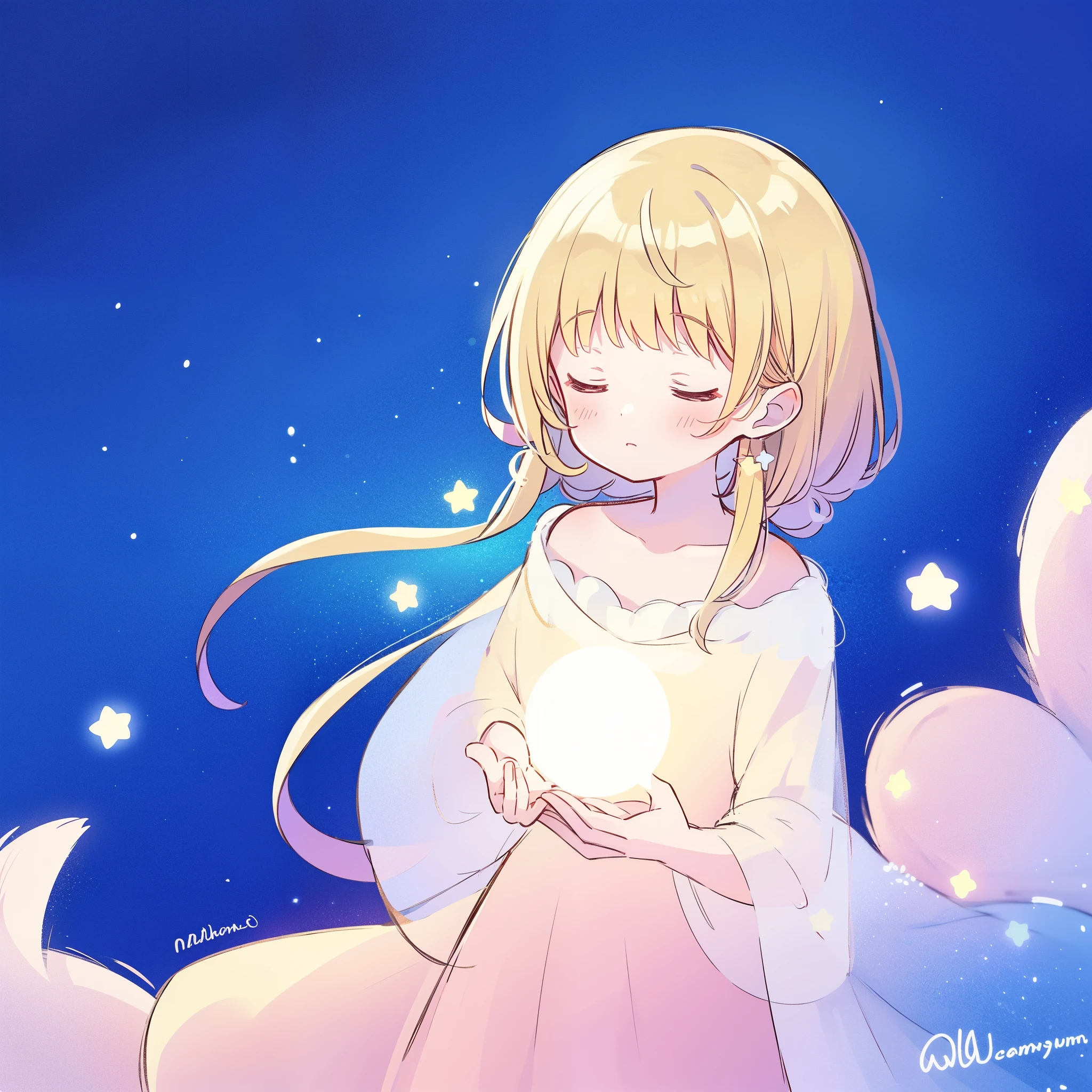complex background, wishing star background, a woman wearing an ethereal mystical pink translucent dress that reflects the stars, dreamy, peaceful, serene composition, glowing stars, glowing, complex drawing, highly detailed, ethereal, starry night, midjourney style