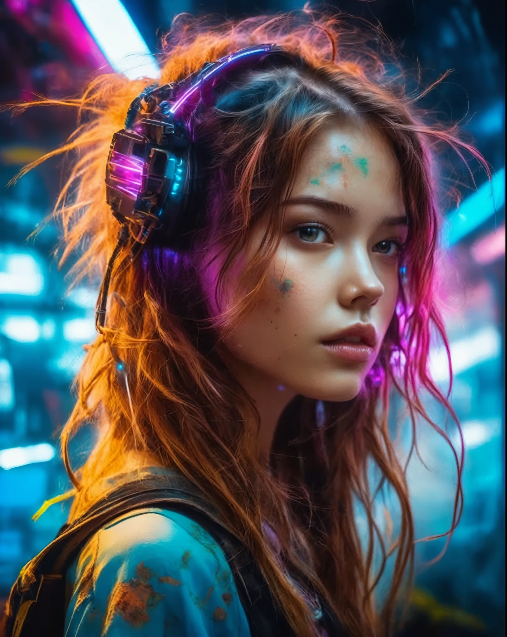 (masterpiece, Neon:1.3), an entrancing cyberpunk scene in the mesmerizing style of Carne Griffiths, featuring a (cyborg girl with long hair:1.3) amidst the Poison of Quicksand within an Abandoned Space Station.
In this artwork, the young cyborg girl's appearance embodies the essence of Carne Griffiths' distinctive artistry. Her long hair flows like delicate tendrils, intertwining with neon-colored circuits that illuminate her cybernetic enhancements. Her eyes, a hypnotic blend of human and digital, seem to transcend the boundaries of reality.
The Poison of Quicksand, an ethereal substance with a pulsating glow, engulfs the space station, creating an otherworldly and surreal setting. The neon hues of the poison add to the mystique of the scene, casting an eerie yet captivating ambiance.
The Abandoned Space Station, once a hub of advanced technology, now lies in ruins. Dilapidated walls and corroded metal structures contrast with the neon lights, evoking a sense of nostalgia for a bygone era of technological marvels.
As the girl stands amidst this captivating environment, she exudes an air of tranquility and grace, seemingly unaffected by the chaos around her. Her presence is transcendent, as if she exists in both the physical and digital realms simultaneously.
The hypnotic nature of the artwork draws the viewer into a cyberpunk dreamscape, where the boundaries of reality and imagination blur, and the neon-lit world comes to life in vibrant hues.
This masterpiece embodies the essence of Carne Griffiths' style while delving into the enchanting realm of cyberpunk. The combination of the Transcendent cyborg girl, Poison of Quicksand, Abandoned Space Station, and Neon lights creates an otherworldly and captivating scene that leaves viewers in awe of its mesmerizing beauty.