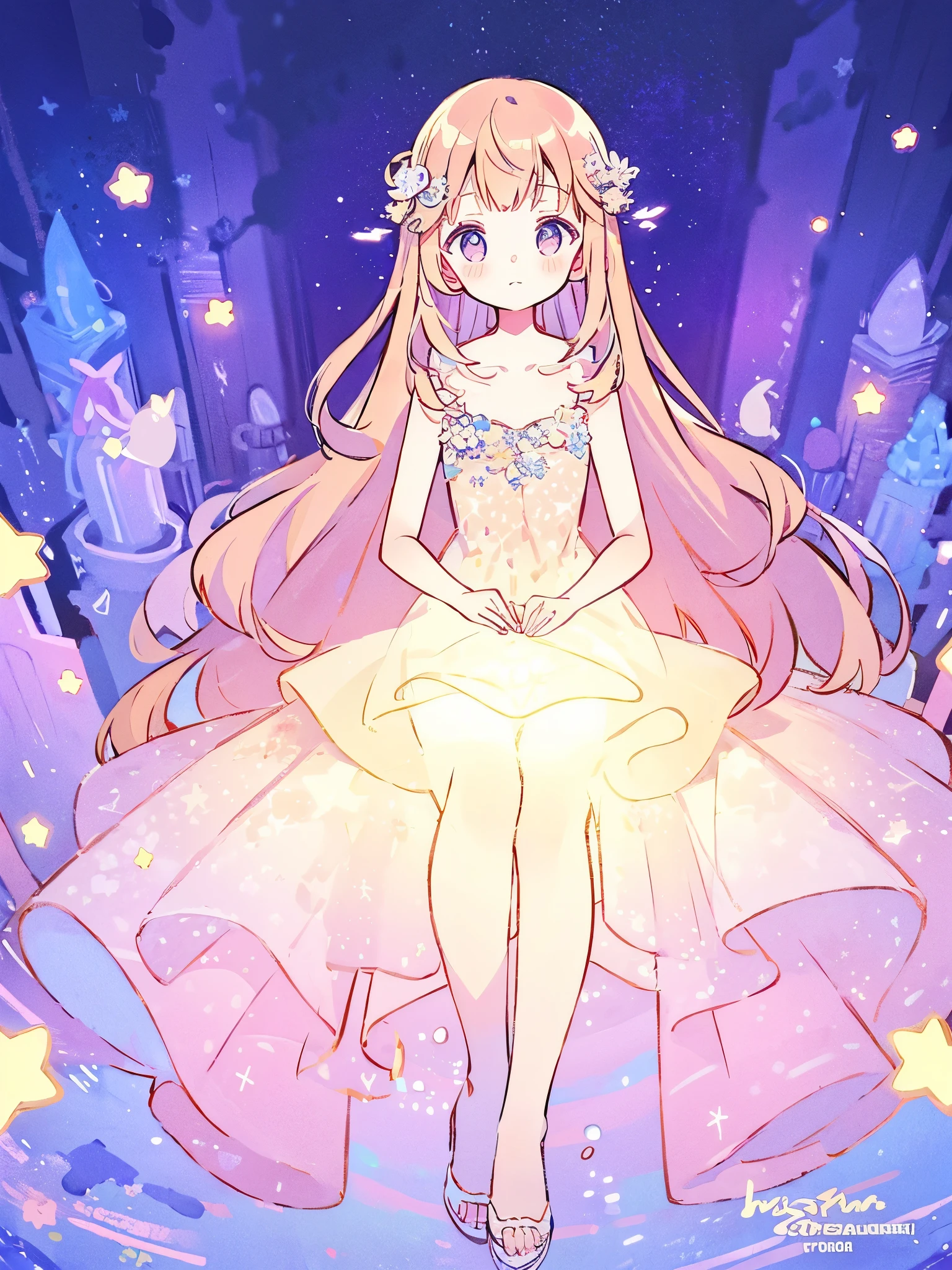 complex background, wishing star background, a woman wearing an ethereal mystical pink translucent dress that reflects the stars, perfume promo art, mystic, complex drawing, highly detailed, Covergirl brand, promo art, artistic rendition, ethereal, starry night, midjourney style