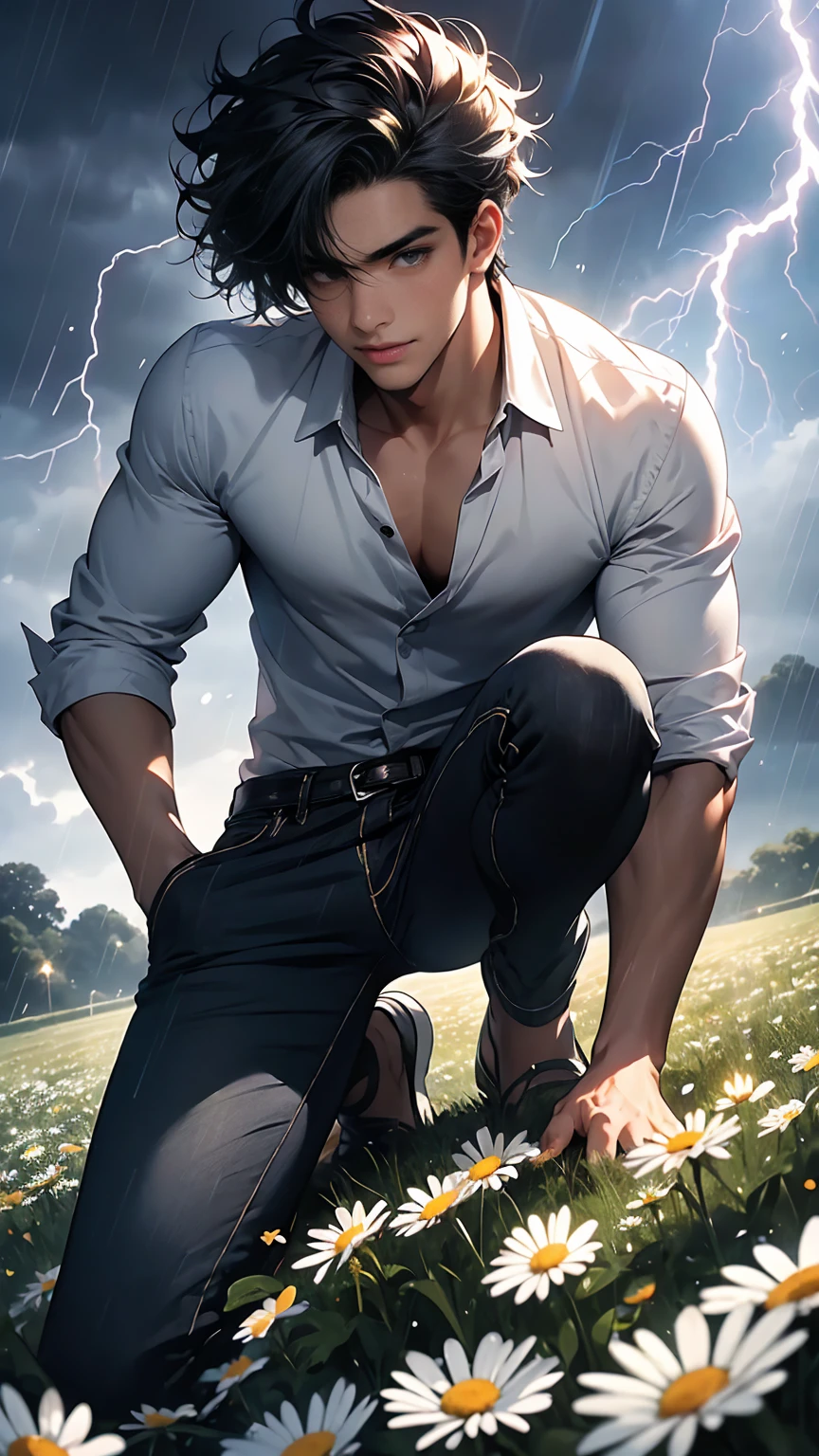 absurdres, intricate details, masterpiece, best quality, high resolution, 8k, RAW photo, 1Man, ((male model )) heaty skin, masterpiece, best quality, most handsome man in the world, by Shen Quan, prefect body, beautiful male model, an attractive man 18-24 years old aesthetic, at spring flower booming, green fields, spring, plains, trees, flower, blue sky, ruggedly handsome young man wearing a white pajamas, white jockstrap ,white cloth, shirtless Jacket over shoulder, (Male Focus), ((smooth body)), super cute, dynamic pose, cool and seductive, dramatic lighting, full body shot, youthful face, full body, body without hair, pubic hairs, thin and tall, fit body, dominant, Caucasian or white skin, youthful face, firm body, high definition, natural flesh tones, soft light, highly detailed, looking at viewer, photography, detailed skin, real person, realistic, photo-realistic, insanely detailed, face detail, hype maximalist, hype hyperrealism, cinematic, telephoto, lighting intricate details, highly detailed, highly detailed, digital painting, artstation, concept art, smooth, sharp focus, illustration, Unreal Engine 5, 8K, art by Ross Tran and greg rutkowski and alphonse Mucha, UHD, 8k, show only male.8k uhd, dslr, dim lighting, high quality, film grain, Fujifilm XT3, male only fan,2 mans, pair model.
<lora:add_detail:1.2>, <lyco:GoodHands-beta2:1.0>